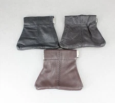 Brown or Black leather squeeze top coin purse bag pouch 2.5" wide top small