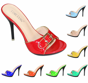 open toe mule high heels