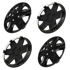 4Pcs 15" Wheel Hub Caps Covers Snap On Rim Covers For R15 Tire 4 Lug Wheel Black