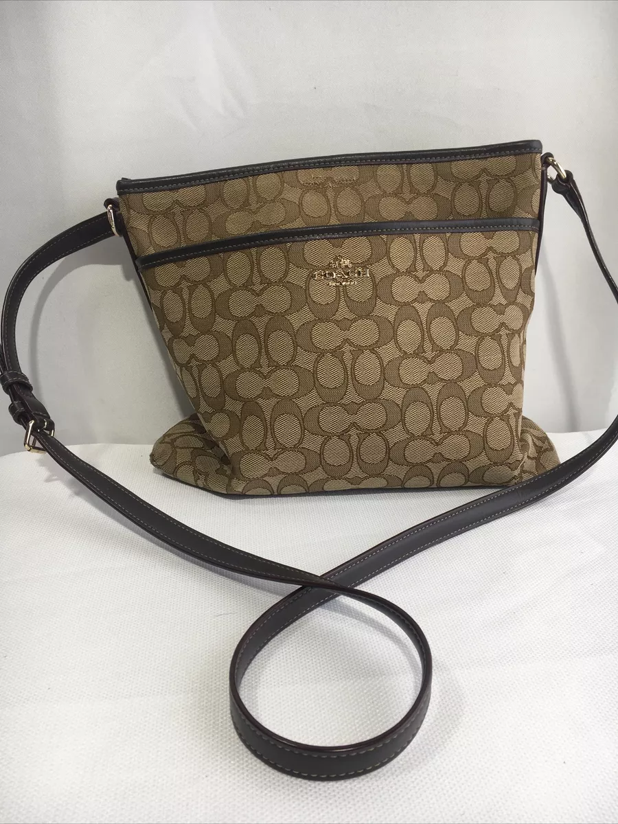 COACH Signature File Crossbody Light Khaki Chalk F58285 eBay