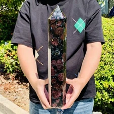 9.3LB Natural Garnet Fireworks quartz obelisk crystal wand point healing