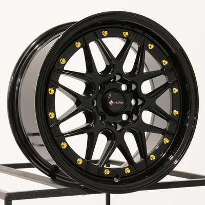 16x7 Vors VR7 4x100/4x114.3 38 Black Wheels Rims Set(4) 73.1