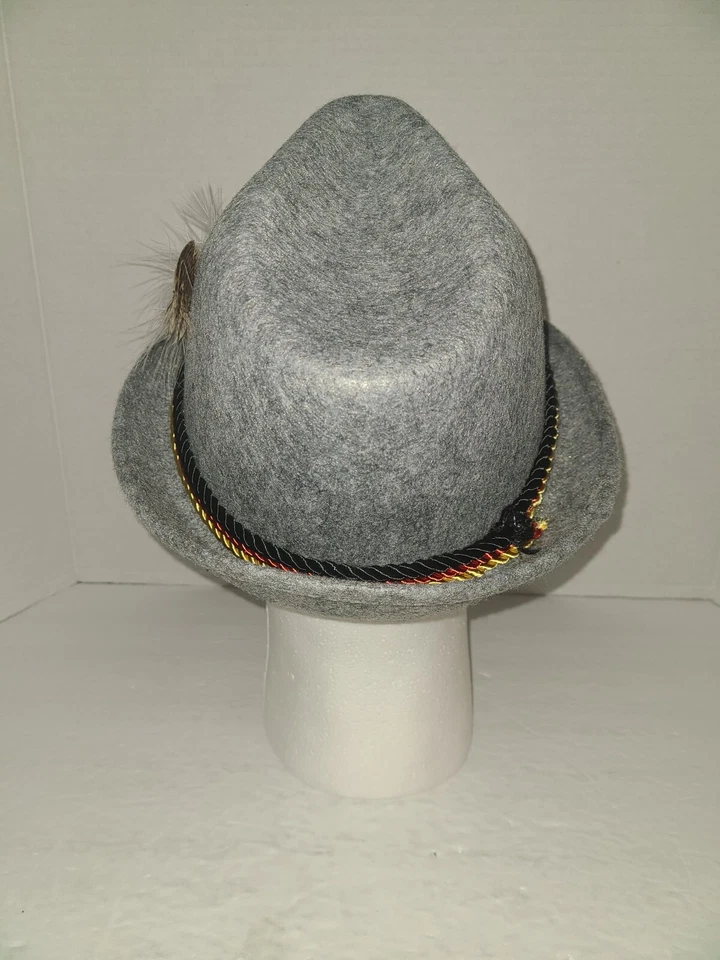 Шляпа для взрослых альпийская баварская Октоберфест тирольская с перьями ледерхозен серая шляпа OSFM - Изображение 3 из 4