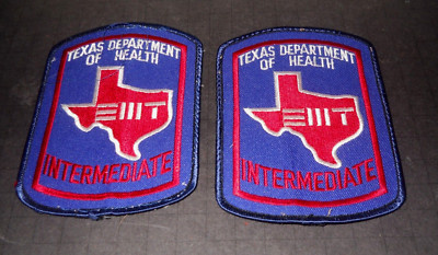 Texas State Department of Health EMT Intermediate Patch Pair (2) New Stored