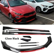 For Kia Forte 2010-2023 Front Bumper Lip Spoiler Splitter Side Skirt Glossy
