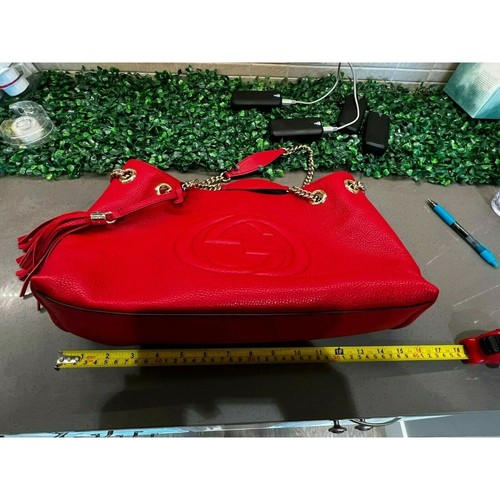 Gucci Soho Tasche Rotgold Kette Schulter groß mittlere Tragetasche Geldbörse DoubleG Logo NEU - Bild 7 von 12