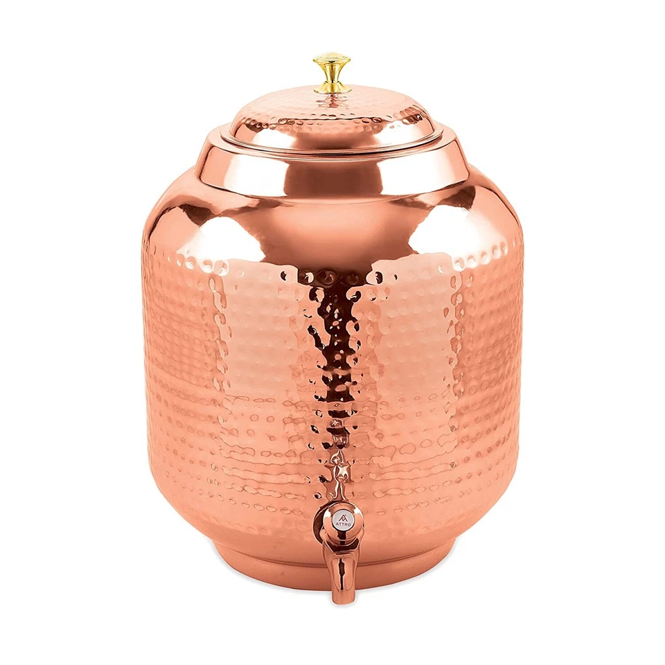 Hammered Design Joint Free Water Pot/Dispenser/Container/Matka/Tank with STand - Image 3 of 4