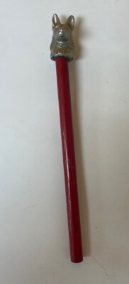 Pencil with Plastic Topper Top Silver German Shephard Dog RARE Wood Unsharpened