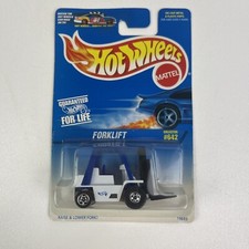 1996 Hot Wheels Blue White Card 642 Forklift White Blue Chrome
