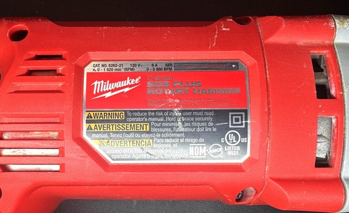 MILWAUKEE 5262-21 ligero 8 amperios con cable 1 pulgada Martillo rotativo con mango en D SDS - Imagen 5 de 9