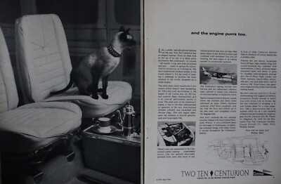 Cessna Centurion Aircraft Picture Magazine Ad Cat Engine Purrs Art Decor  