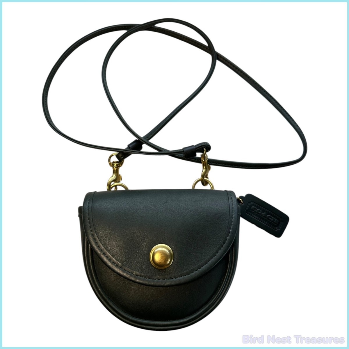 1990s Coach Convertible MINI BELT BAG 9826, Black—Detachable