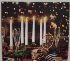 Christmas LED Window Center Pieces Flameless Candle Lights w/ Remote, 4pc Gold.