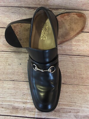BCBG Maxazria Made in Brazil Black Mens Horsebit Loafers Sz 