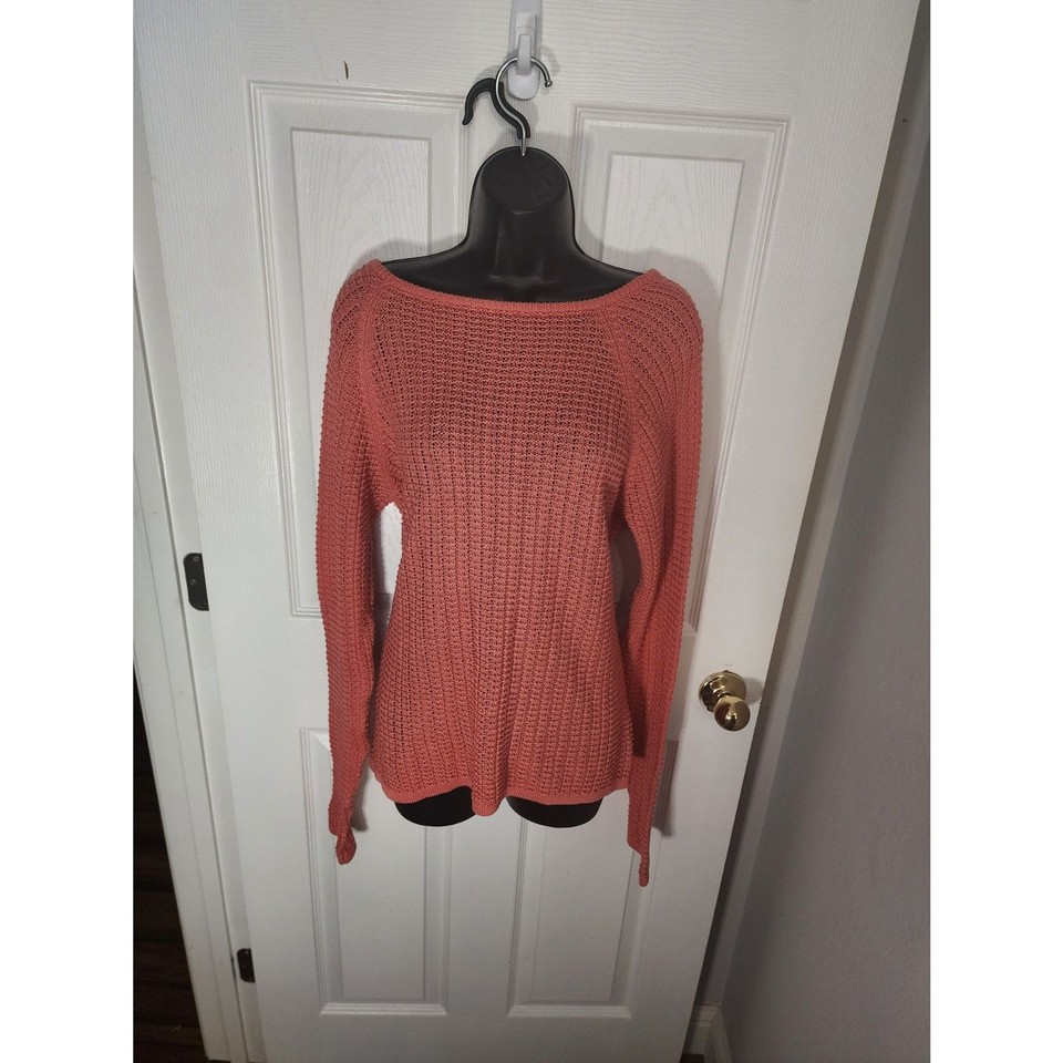 Tommy Bahama Open Knit Long Sleeve Coral Pullover XL eBay