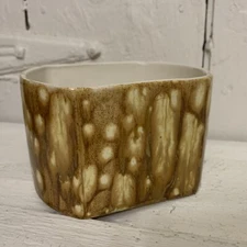 VTG Handcrafted Pottery Planter Square Brown Drip Glaze USA~ Angel Gifts Pattee