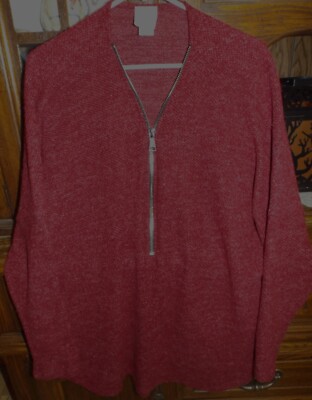 Sweater Burgundy Zippered Front Soft & Cozy Very Nice Women's L