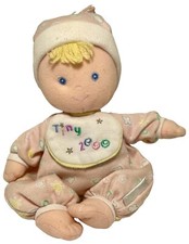 Eden Tiny 2000 First Baby Doll Stuffed Plush Pink Lovey Blonde Blue 10" Vintage