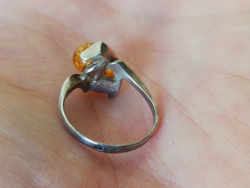 Bague femme en argent massif et 2 boules d'ambre - Foto 6 di 11