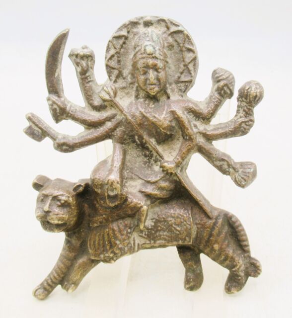 NICE ANTIQUE TIBETAN OR INDIAN BRONZE GOD OR DIETY STATUETTE