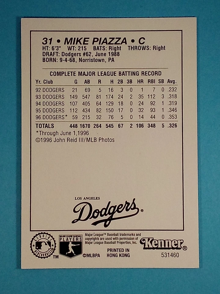 1997 Kenner Starting Lineup card Mike Piazza Los Angeles Dodgers ⚾ - Image 2 of 2
