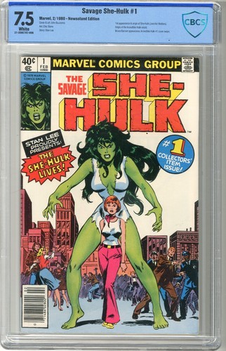 Savage She-Hulk  #1  CBCS  7.5  VF-   White pgs  2/80  Newsstand Edition  1st  