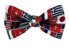 Men's Flags of the World Pre Tied Novelty Bow Tie for Themed Fun Occasions - NWT