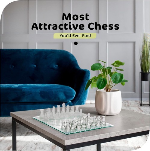 Fine Glass Chess Game with Solid Glass Pieces Board Play Set - Picture 5 of 5