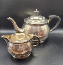 Mappin And Webb Antique Silver Plated Teapot & Milk Jug
