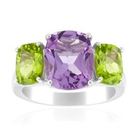 Cavill Silberring Damen 925 Sterlingsilber Amethyst 2,26Ct Peridot 1,53Ct-