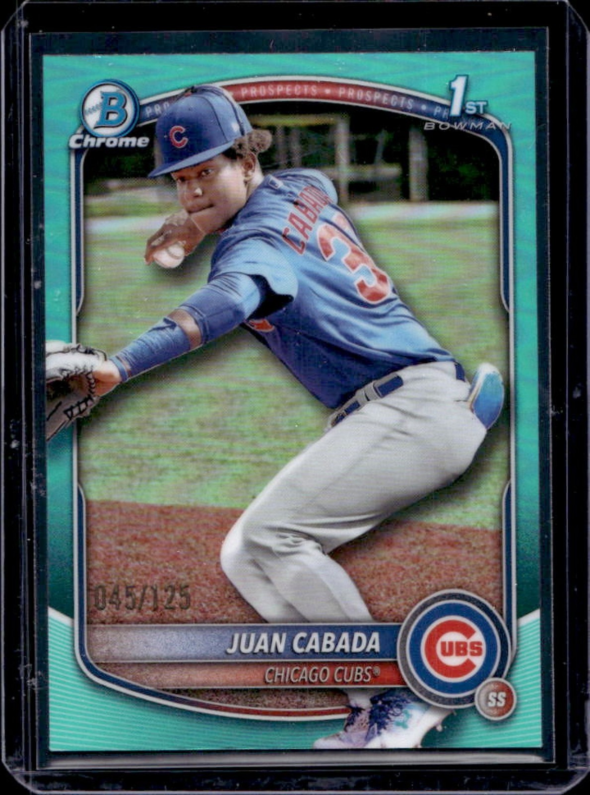 2025 Bowman Chrome Juan Cabada Aqua Refractor 1st #45/125 Cubs