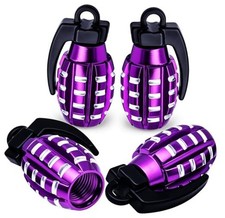 4 PCS Tire Valve Stem Caps, Aluminium Alloy Tire Valve Stem Covers 4 pcs Purple