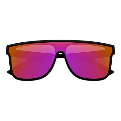 AEON - Flat Top Shield Polarized Sunglasses Mono Lens Black Purple Mirror