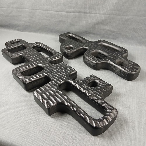 MCM Uttermost Black Label Wall Sculpture Brutalist Art Carved Wood Pair Set of 2 - Picture 2 of 8