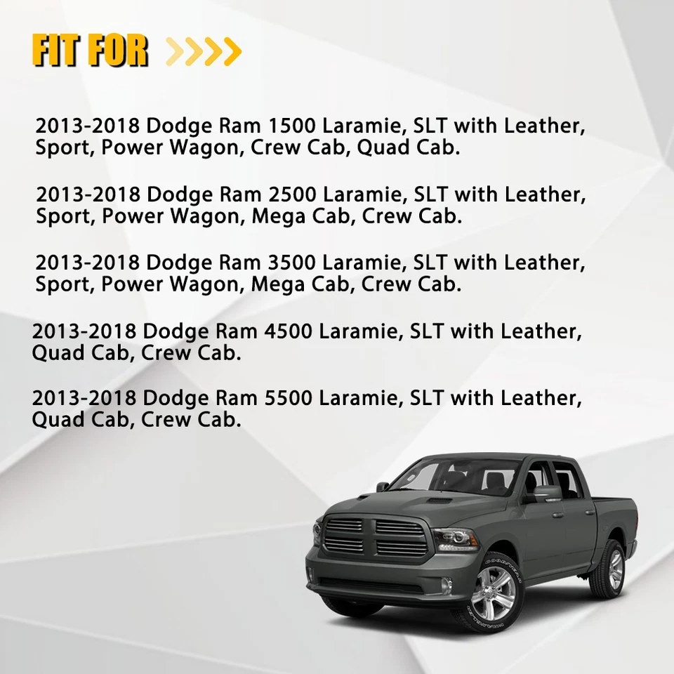 Для 2013-2018 Dodge Ram 5500 Laramie водитель + Passsenger низ кожаный чехол на сиденье - Изображение 2 из 4