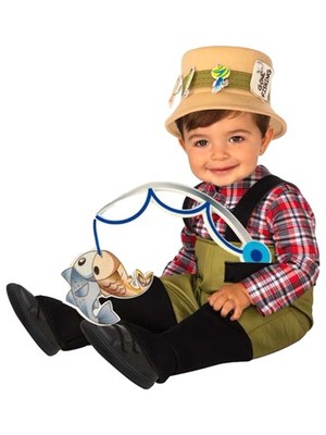 Rubies Toddler Boys Fisherman Jumpsuit & Toy Fishing Rod Halloween Costume 3T-4T