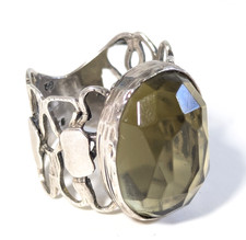 Smoky Quartz Ring 925 Sterling Silver, Size 6.5, Large Ornate Filigree, Vintage