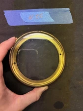 (N26) Antique French Mantle Clock Back Bezel Door Part Brass & Beveled Glass