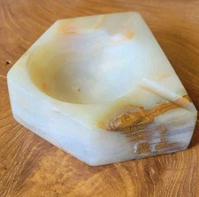 Vintage  Onyx Ashtray, Natural Stone, Approx 4”, Good Shape, beautiful stone