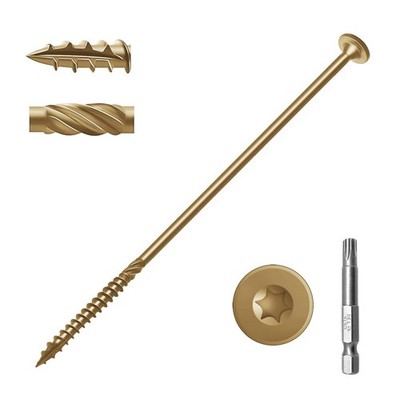 Deck Screws #14x8 Inch Yellow Heavy Duty Structural Wood T30 Star Bit 50 PCS