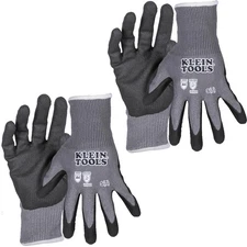 Klein Tools Knit Dipped Gloves Small Gray Black Touchscreen Cut Resistant Flex