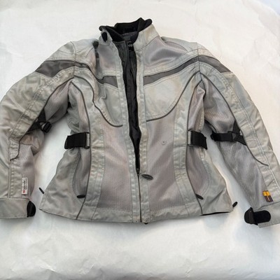 Olympia Moto Mens Motorcycle Riding Jacket Armor Pads Cordura Scothchlite Gray S