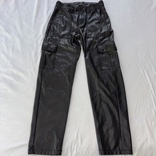 Black Faux Leather Pants American Eagle Jeans Women Sz 2 Stretch blue Jeans free