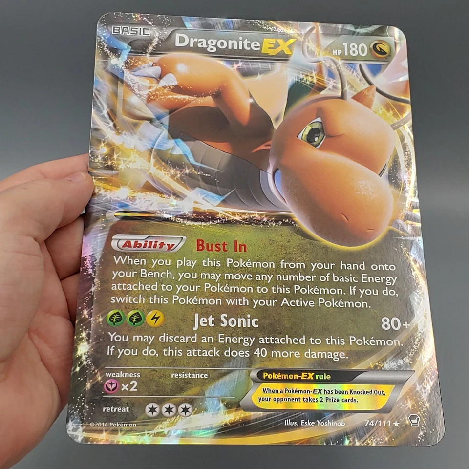 2014 JUMBO Dragonite EX 74/111 Full Art Holo Pokemon Card XY Furious Fists NM - Image 2 of 4