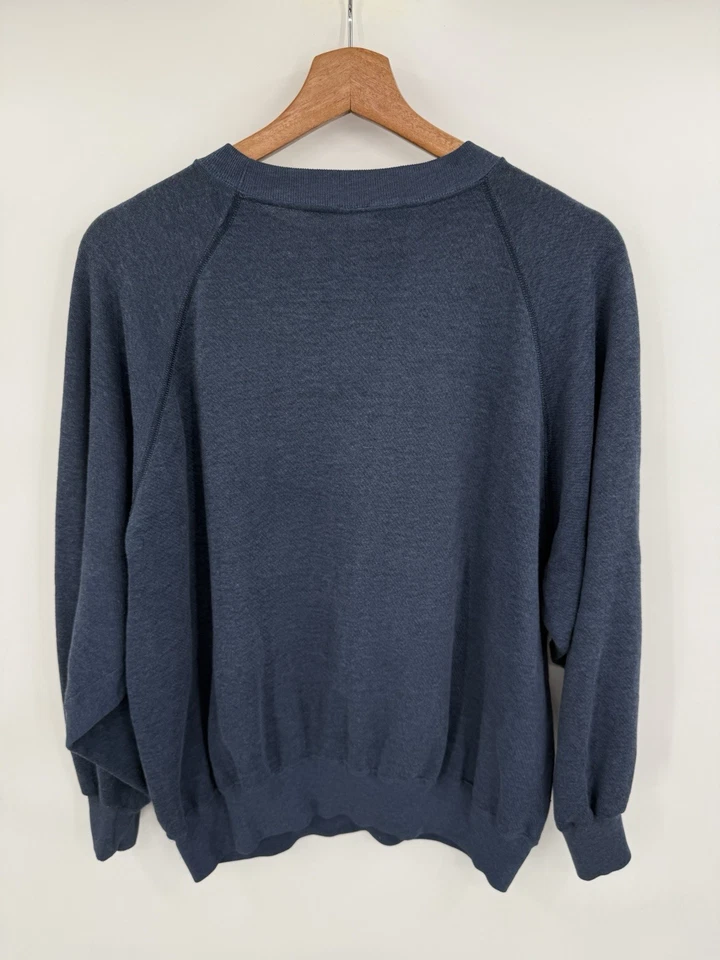Sudadera Raglán Vintage Años 80 Oxford University College Talla Mediana Azul Marino Foto 2 de 4