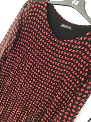 new collection plissee blusen kleid schwarz herz print ca. S/M boho blogger