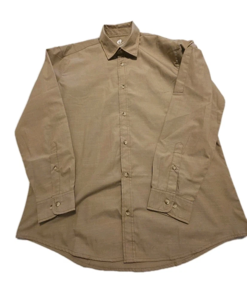 Рубашка Chefworks мужская с логотипом шеф-повара с длинным рукавом желтовато-коричневая столовые приборы на пуговицах размер - большой - Изображение 2 из 4