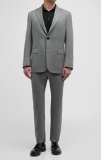 Brioni Men's Gray Wool Pinstripe Two-Piece Twill Sui Jacket  Pants Size 58R