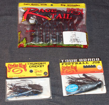 Lot Of 3. Strike King Rage Craw, Thunder Cricket, Tour Grad Football Jig