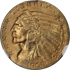 1908 Indian Gold $2.50 NGC MS64 Superb Eye Appeal Nice Strike
